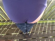 Preview 6 of risky public outdoor quickie with girl in jeans ends with cum on floor