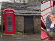 Preview 1 of Cumming hard in public red telephone box with Lush remote controlled vibrator in English countryside