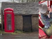 Preview 4 of Cumming hard in public red telephone box with Lush remote controlled vibrator in English countryside