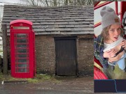 Preview 6 of Cumming hard in public red telephone box with Lush remote controlled vibrator in English countryside