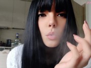 Preview 3 of Goth Babe Smoking in bathrobe (full vid on my 0nlyfans/ManyVids)