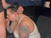 Preview 6 of Thick big titty tattooed  goth milf gets fucked till she squirts by her tattoo artist