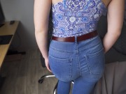 Preview 2 of Blue Jeans Ass Tease In Full Back Panties