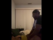 Preview 6 of EBONY college girl takes CREAMPIE from back shots