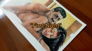 Erotic Art Or Drawing Of Sexy Indian Woman enjoying First Night with Husband