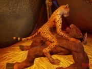 Preview 2 of Leopard girl fucks monster cock in furry sex from Wild life