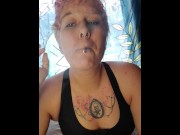 Preview 5 of Pov, the cute neighbor invites you to smoke with her