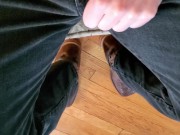 Preview 2 of Cowboy cumming on his boots in black Wrangler jeans