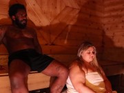 Preview 3 of Day at the Spa | Blonde Sucks & Fucks BBC Spa Owner In Sauna