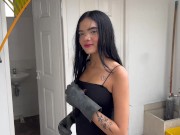 Preview 1 of new maid strips naked and masturbates with the mop to orgasm