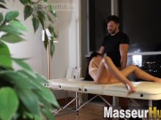 Preview 6 of At-home masseuse goes to her 18 yrs client's house, performs a massage near her pussy (creampie)