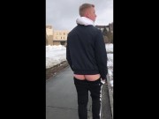 Preview 1 of The boy, saying goodbye to the winter, decided to masturbate on the street