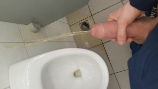 pissing and cumming all over on public toilet again
