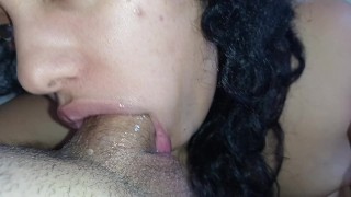 juicy blowjob, bouncing deep on a hard cock, fucking horny and swallowing cum
