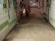 Preview 5 of Walking NAKED in PUBLIC - Letting a Guy Finger Her Pussy to a SQUIRTING ORGASM in a Subway - Risky