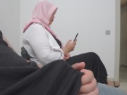 Preview 2 of This Hijab woman is SHOCKED !!! I take out my cock in Hospital waiting room.