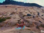 Preview 4 of Shameless MILF on vacation masturbates on a public beach then gets fucked by a stranger
