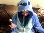 Preview 4 of Emo girlfriend sucks lollipop and something else in Stitch cosplay