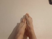 Preview 1 of Massaging my dildo with my feet and showing off nails