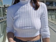 Preview 1 of I walk around the city and flash my breasts in public