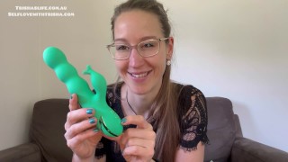 Blonde babe tries out a rabbit vibrator for the first time - Full video on OnlyFans