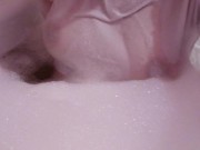 Preview 6 of having fun in the bathtub with foam in a wet white top. I smoke and listen to 2rbina2rists