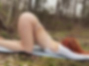 Preview 1 of Lovely yoga girl relaxing in the forest