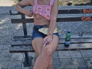 Preview 1 of I flash my tits in public on a park bench among other people