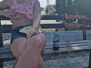 Preview 4 of I flash my tits in public on a park bench among other people