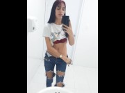 Preview 4 of skinny girl does pack in public bathroom