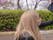 Preview 4 of An office lady during cherry blossom viewing gives an outdoor