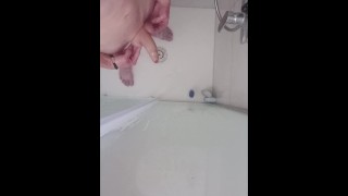 washing and jerking off a big cock