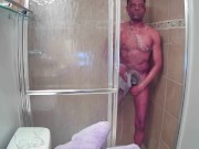 Preview 3 of Watch my BBC get ROCK HARD - PRIMOBobbyB Shower Smoke and Stroke compilation