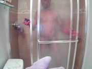 Preview 5 of Watch my BBC get ROCK HARD - PRIMOBobbyB Shower Smoke and Stroke compilation