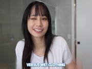 Preview 1 of [4K] Transparent Clothes Wet vs Dry Try on Haul with Elixir Elf