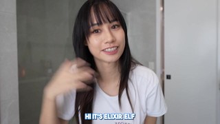 [4K] Transparent Clothes Wet vs Dry Try on Haul with Elixir Elf