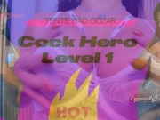 Preview 1 of Cock hero evolution jerk off game Sexy brunette playing with two dildos BBC