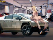 Preview 5 of Car Sex On A Tesla Cybertruck in The Parking Lot Hentai Cartoon Animation