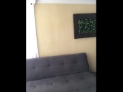 Preview 1 of I give my friend's new boyfriend a delicious blowjob on the couch