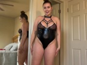 Preview 1 of TRANSPARENT Leather Lingerie TRY ON [OnlyFans & SLUSHY @ ErikaKaySensuality]