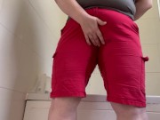 Preview 2 of Soaking my favourite red shorts in pee - flooded them so much!