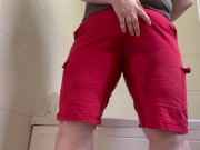 Preview 3 of Soaking my favourite red shorts in pee - flooded them so much!