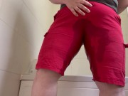 Preview 5 of Soaking my favourite red shorts in pee - flooded them so much!