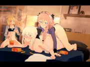 Preview 1 of SABER FUCKED BY ASTOLFO AFTER MCDONALDS AND GETTING CREAMPIE | FATE HENTAI ANIMATION