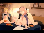 Preview 2 of SABER FUCKED BY ASTOLFO AFTER MCDONALDS AND GETTING CREAMPIE | FATE HENTAI ANIMATION