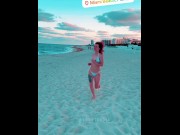 Preview 4 of College girl runs on beach with her perfect little tittys out