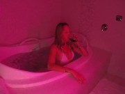 Preview 1 of Blonde with a pink pussy shows off in the hot tub