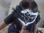 Preview 1 of MILF does a little dress-up mask blowjob