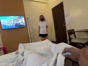 Preview 4 of Public Dick Flash - Pinay Hotel Staff Watching Me Jack Off Showed Her Big Ass