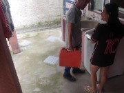 Preview 2 of Married housewife pays washing machine technician with her ass while husband is away
